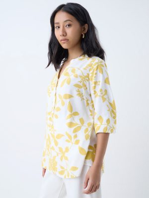 Utsa Yellow Floral Detailed Tunic
