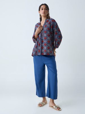 Utsa Indigo Solid Ethnic Pants