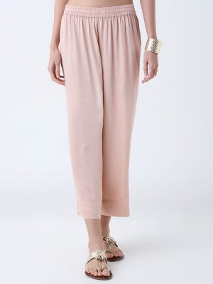 Zuba Dusty Pink Solid Ethnic Pants