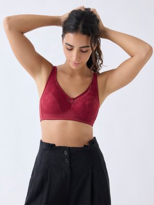Wunderlove Red Floral Lace Detailed Comfort Bra