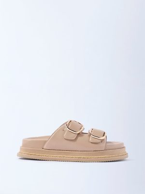 LUNA BLU Beige Slip-On Comfort Sandals
