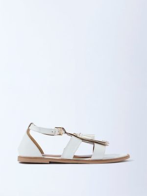 LUNA BLU White Tassel-Detailed Sandals
