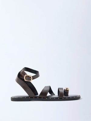 LUNA BLU Dark Brown Toe-Ring Gladiator Sandals