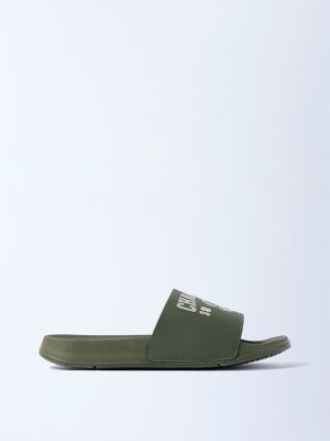 SOLEPLAY Olive Typographic Pool Slides