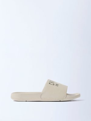 SOLEPLAY Off-White Typographic Pool Slides