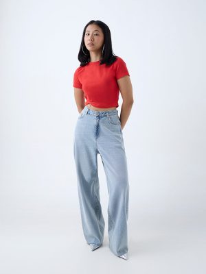 Nuon Light Blue Flared High-Rise Jeans