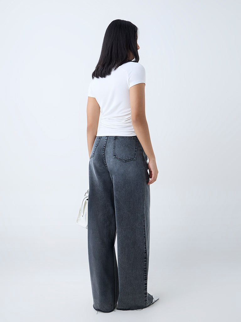 Nuon Grey Faded Relaxed-Fit High-Rise Jeans - Image 4