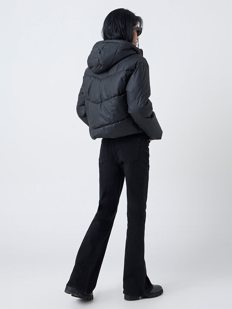 Nuon Black Hooded Quilted Puffer Jacket - Image 4
