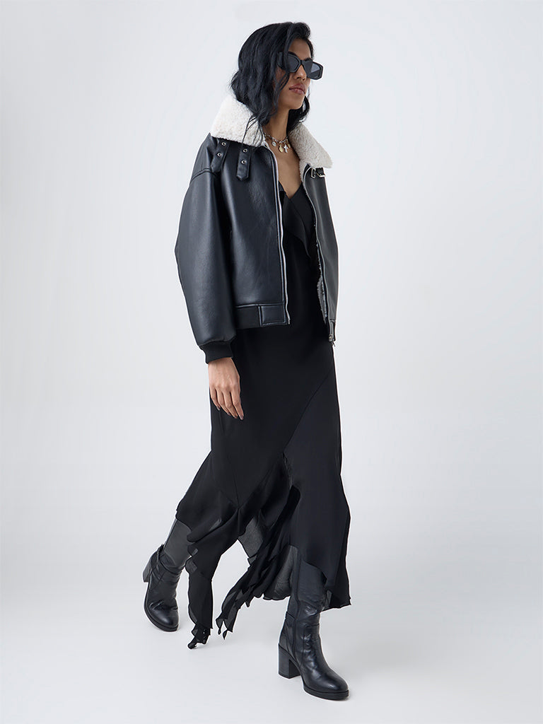 Nuon Black Faux-Leather Jacket - Image 2