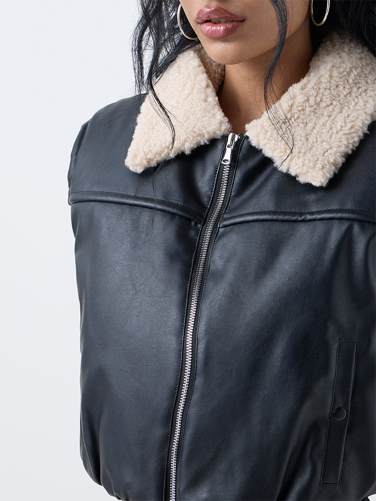 Nuon Black Faux Leather Jacket - Image 3