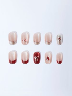 Studiowest Red Hearts and Bow Press-On Nail Set