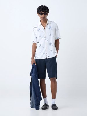 Ascot Off-White Floral Relaxed-Fit Shirt