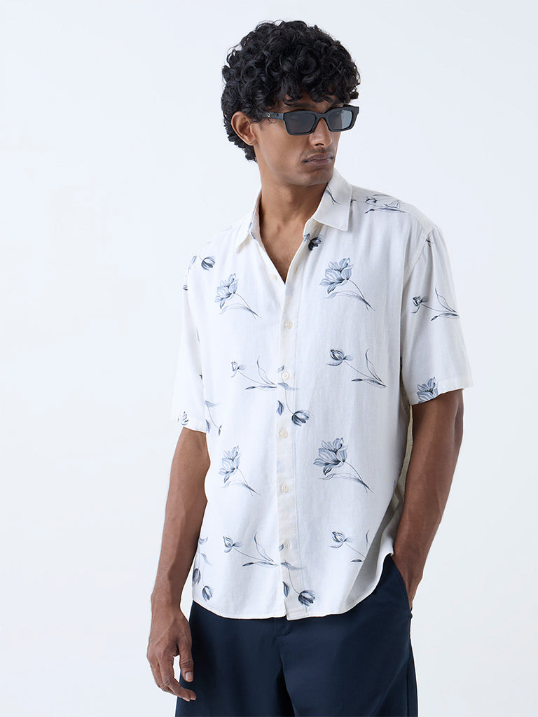 Ascot Off-White Floral Relaxed-Fit Shirt - Image 2
