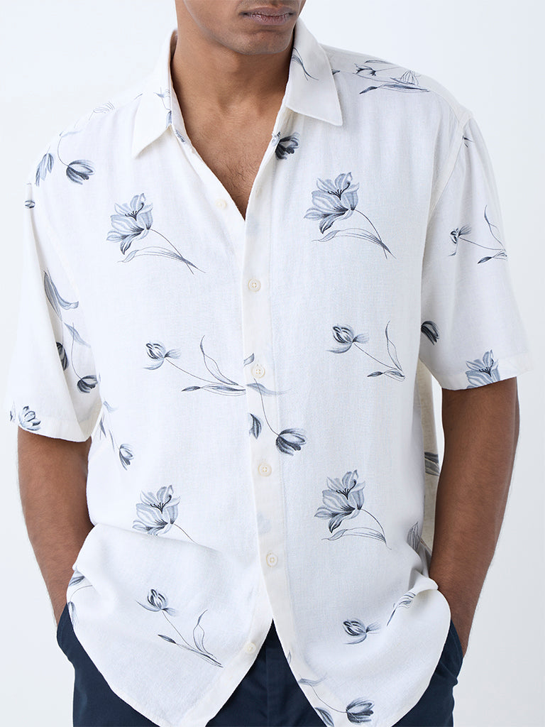 Ascot Off-White Floral Relaxed-Fit Shirt - Image 3
