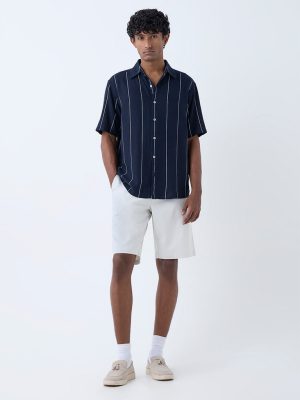 Ascot Navy Stripe Relaxed-Fit Shirt