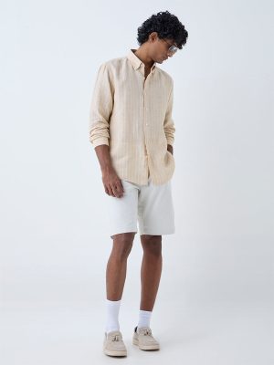 Ascot Yellow Striped Relaxed-Fit Linen Shirt