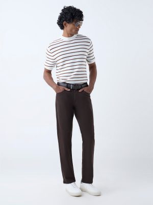 Ascot White Stripe Relaxed-Fit Cotton T-Shirt