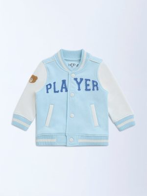 HOP Baby Light Blue Text Design Cotton-Blend Jacket
