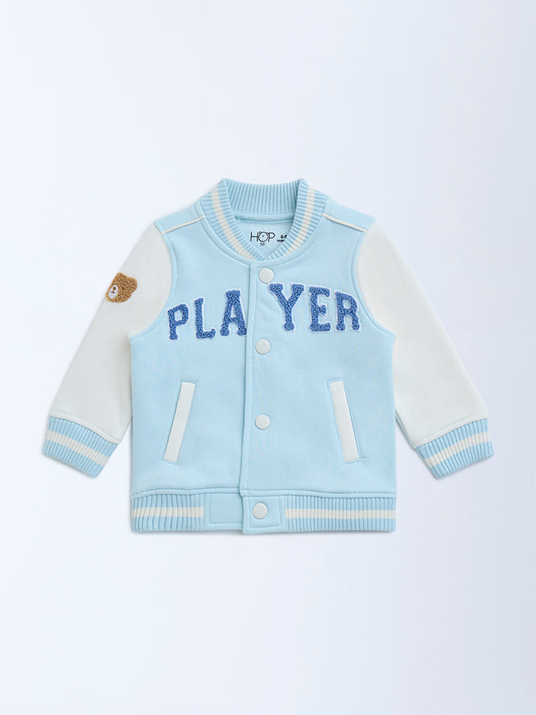HOP Baby Light Blue Text Design Cotton-Blend Jacket