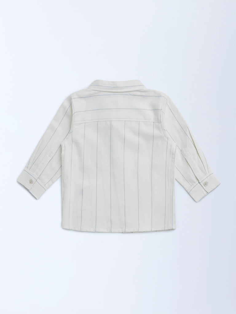 HOP Baby Off-White Striped Cotton Shirt - Image 3