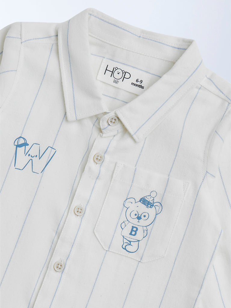 HOP Baby Off-White Striped Cotton Shirt - Image 4