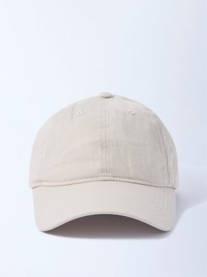 Westside Accessories Beige Solid Cotton Cap