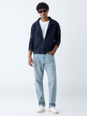 WES Casuals Navy Relaxed-Fit Cotton Jacket