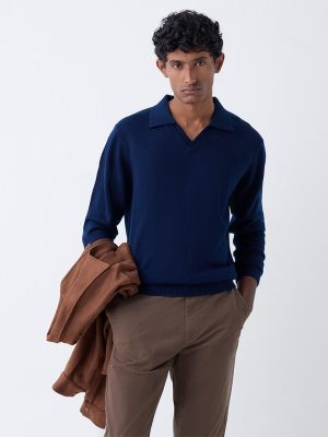WES Casuals Navy Relaxed-Fit Sweater