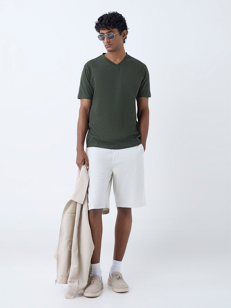 WES Casuals Olive Slim-Fit Cotton T-Shirt