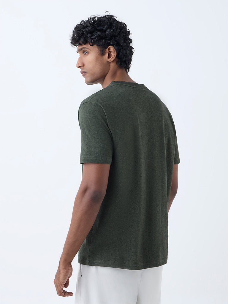 WES Casuals Olive Slim-Fit Cotton T-Shirt - Image 5