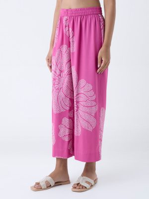 Utsa Pink Bandhani Printed Ethnic Pants