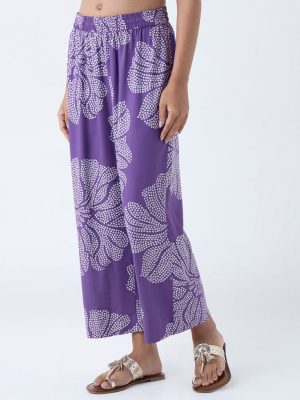 Utsa Violet Bandhani Printed Ethnic Pants