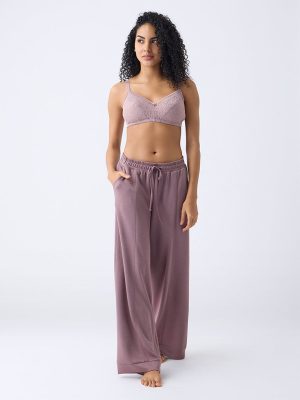 Wunderlove Mauve Floral Lace Detailed Padded Bra