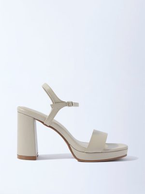 LUNA BLU Ivory Block-Heel Sandals
