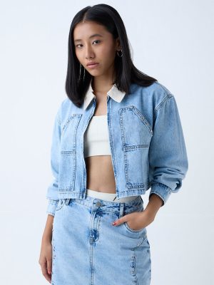 Nuon Blue Stud-Detailed Denim Jacket