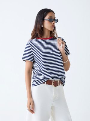 LOV Navy Stripe Cotton-Blend T-Shirt