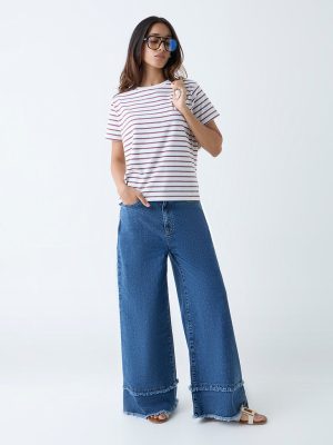 LOV Red Stripe Pattern Cotton-Blend T-Shirt