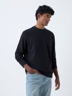 WES Casuals Black Relaxed-Fit Cotton-Blend Sweatshirt
