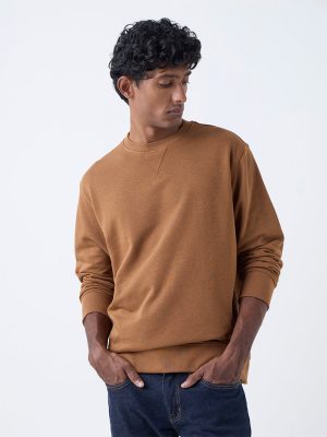 WES Casuals Brown Relaxed-Fit Cotton-Blend Sweatshirt