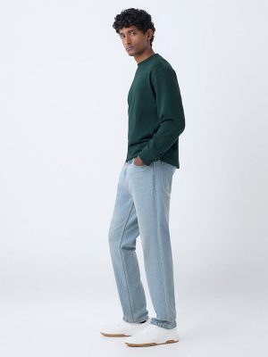 WES Casuals Dark Green Relaxed-Fit Cotton-Blend Sweatshirt