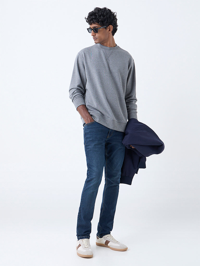 WES Casuals Grey Solid Relaxed-Fit Cotton-Blend Sweatshirt - Image 3
