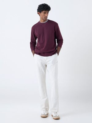 WES Casuals Wine Relaxed-Fit Cotton-Blend Sweatshirt