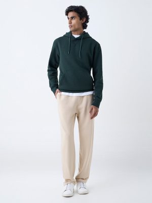 WES Casuals Beige Relaxed-Fit Cotton-Blend Track Pants