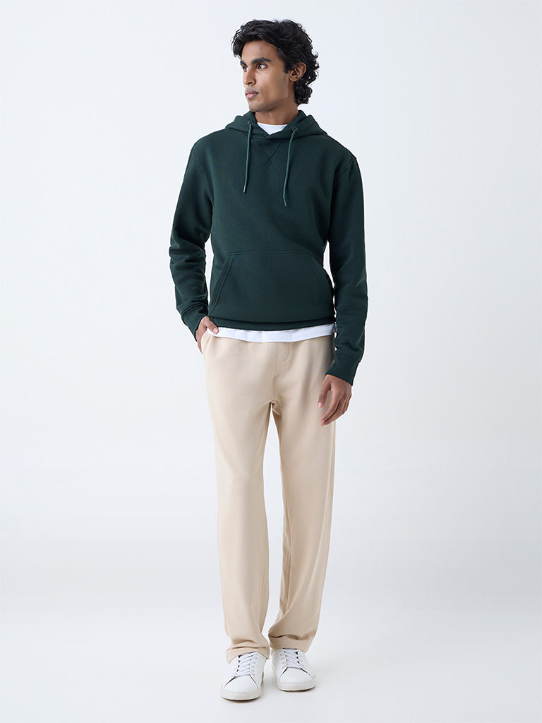 WES Casuals Beige Relaxed-Fit Cotton-Blend Track Pants