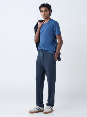 WES Casuals Teal Relaxed-Fit Cotton-Blend Track Pants