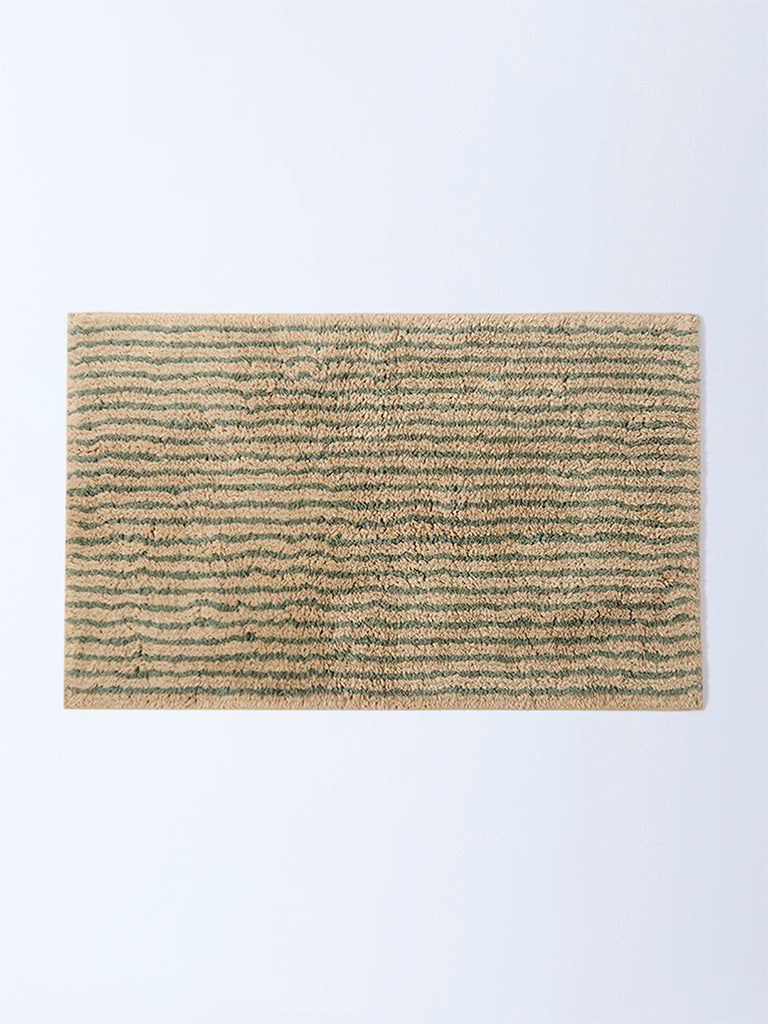Westside Home Sage Stripe Patterned Bath Mat
