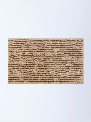 Westside Home Brown Stripe Patterned Bath Mat