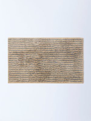Westside Home Dusty Blue Stripe Patterned Bath Mat