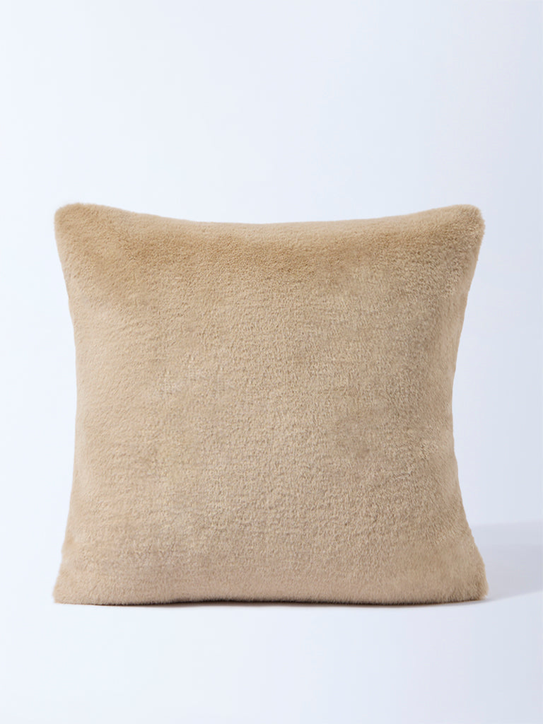 Westside Home Beige Fleece Cushion Cover - Image 2