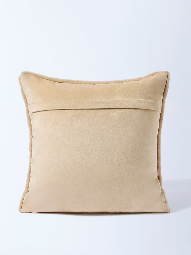Westside Home Beige Fleece Cushion Cover - Image 3